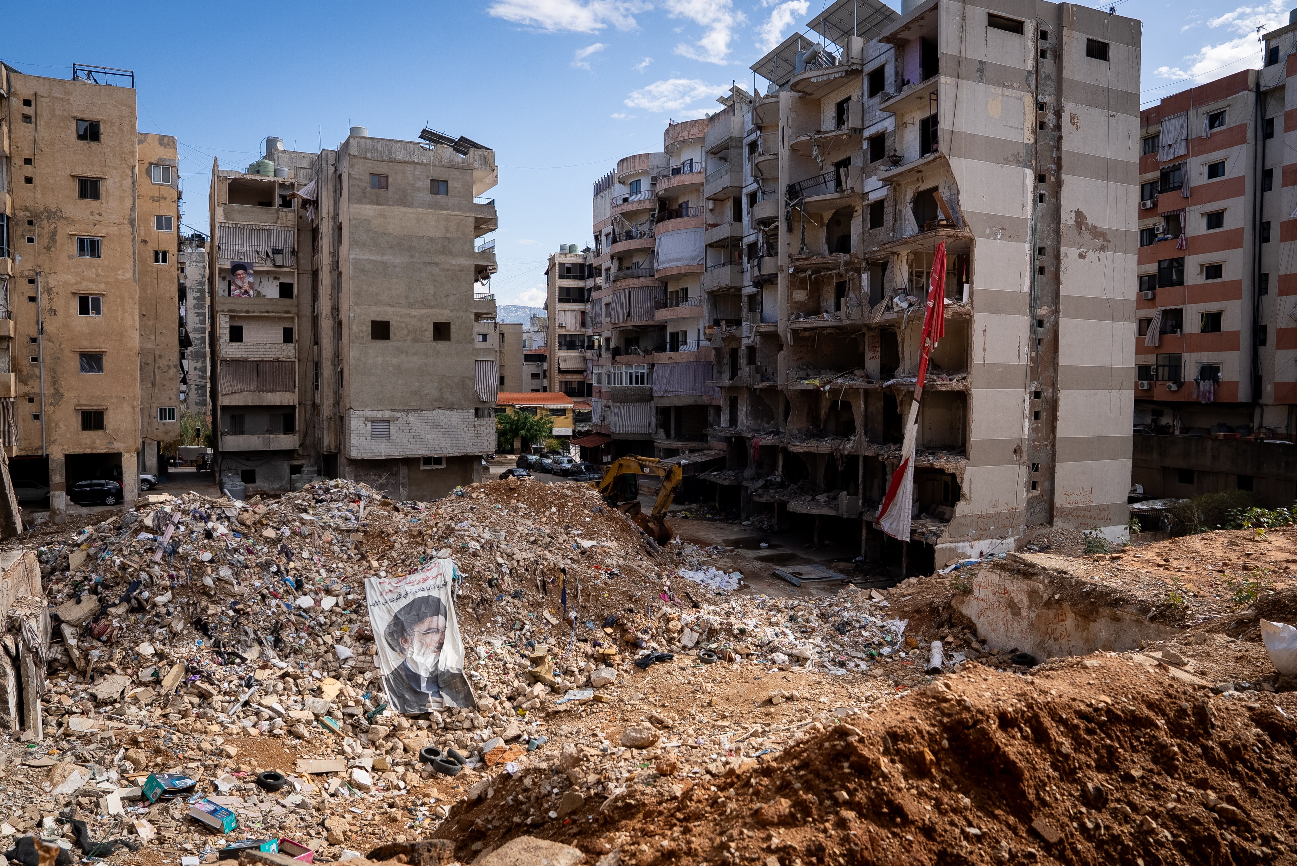 Rubble and damaged buildings.