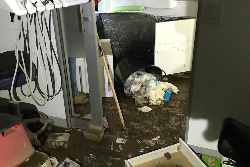 Inside a flooded dental surgery