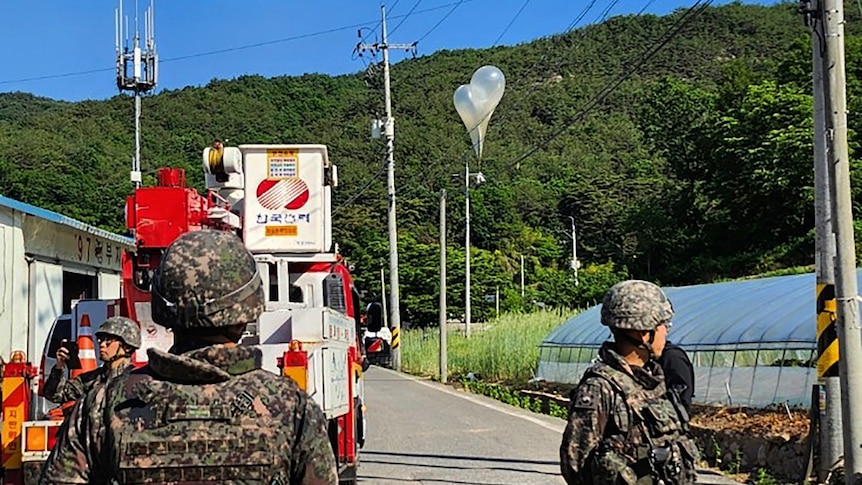 photo provided by Keonbuk Fire Headquarters with trash hanging on electric wires 