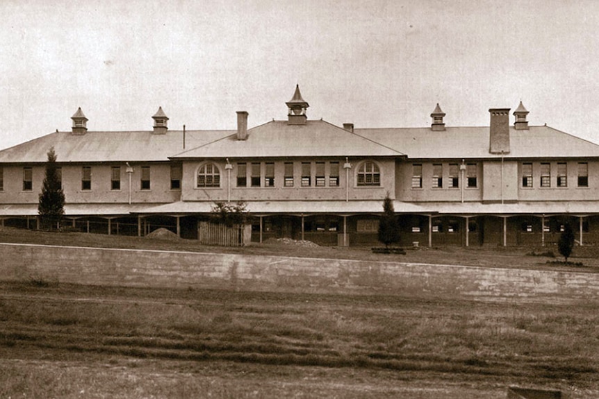 An historic picture of the Sandy Gallop Asylum at Ipswich, west of Brisbane.