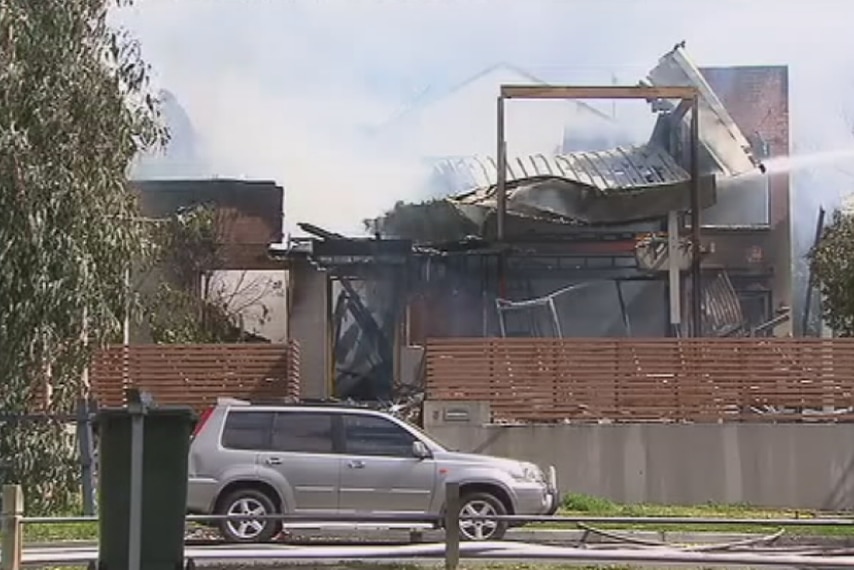 A house in Pemulwuy, in Sydney's west, destroyed by a fire.