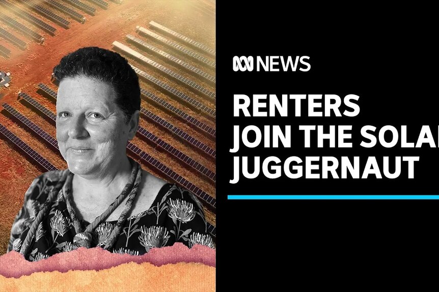 Renters Join the Solar Juggernaut: A woman's black and white photo is superimposed over an outback solar farm.