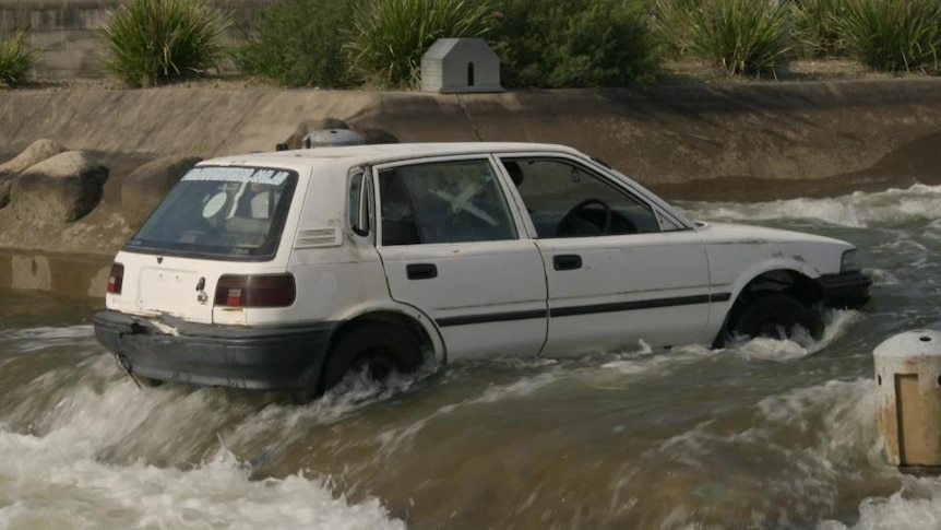Car trapped in floodwater