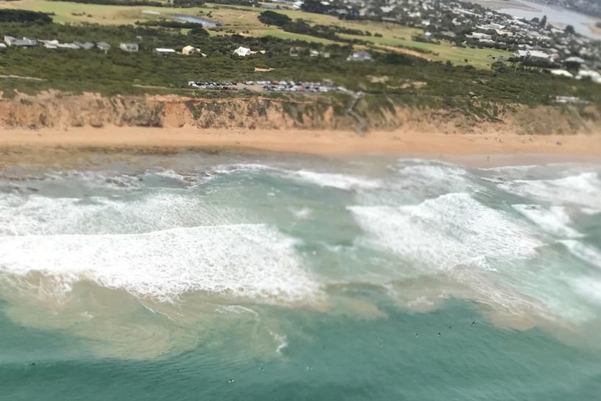 An aerial photo of 13th beach and its foreshore. 