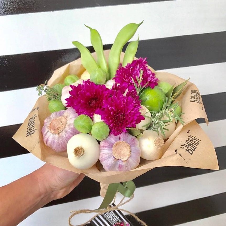 A vegetable bouquet arranged by SA resident Vlada Kazimirchuk
