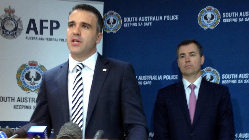 Peter Malinauskas at press conference.