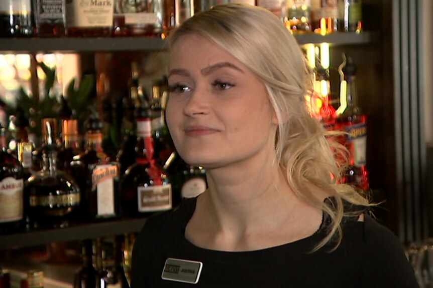 A female bartender who supports the Ask for Angela campaign