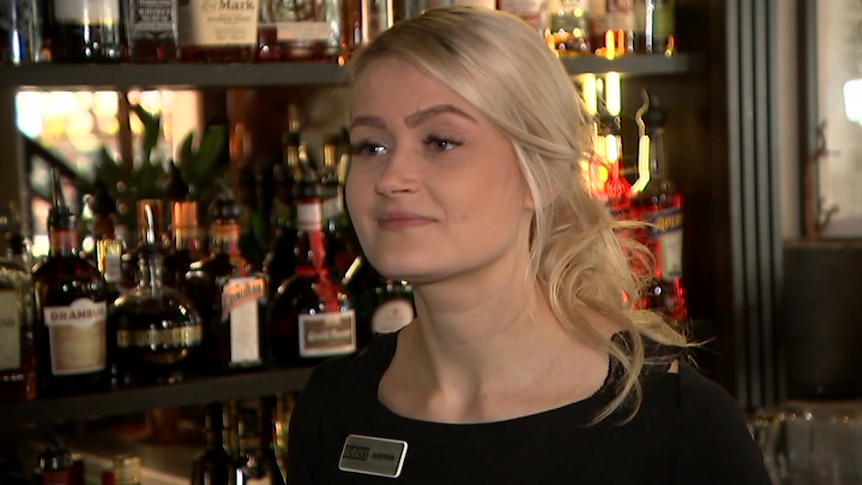 A female bartender who supports the Ask for Angela campaign