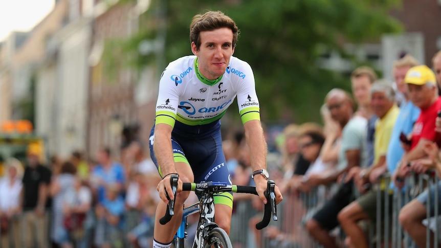 Britain's Simon Yates for the GreenEDGE cycling team at the 2015 Tour de France team presentation.