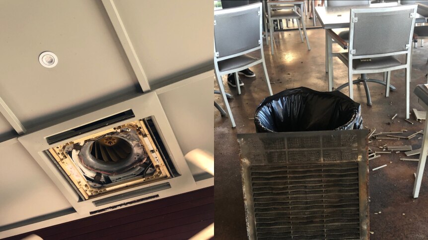 Ceiling damage at a Cable Beach restaurant.