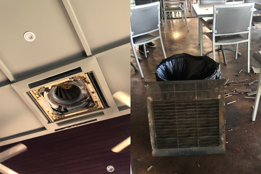 Ceiling damage at a Cable Beach restaurant.