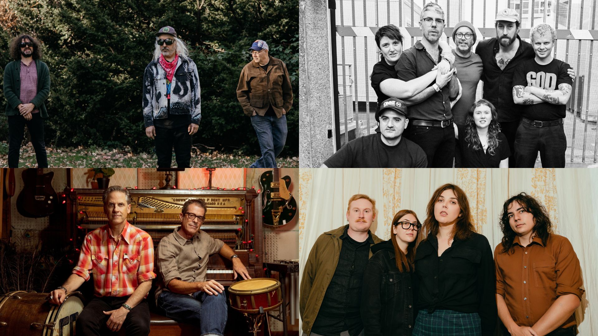 collage featuring images of Dinosaur Jr, Cash Savage & the Last Drinks, Calexico and RVG