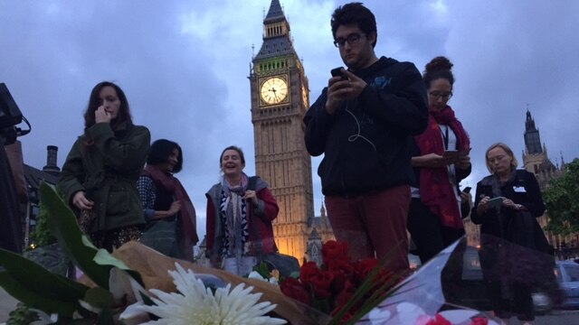 Memorial for slain British MP Jo Cox with Big Ben in the background