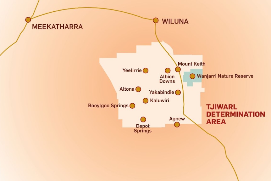 A map showing an area of WA that is the subject of a compensation claim by native title holders.