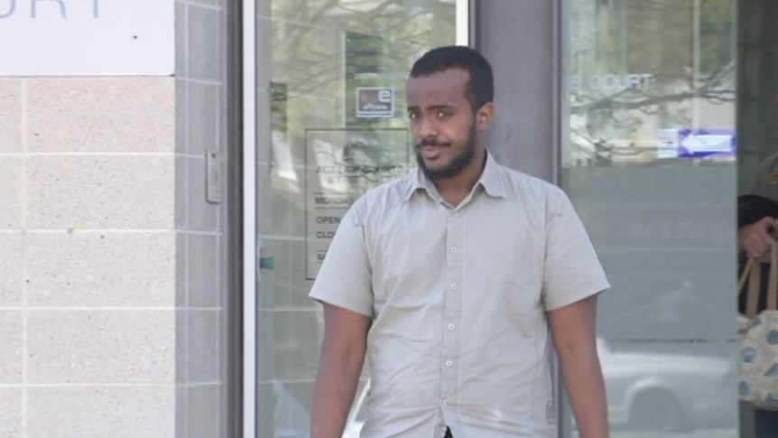 Rashid Mohamud Abuuh leaves the ACT Magistrates Court after pleading not guilty to rapes of sex workers.