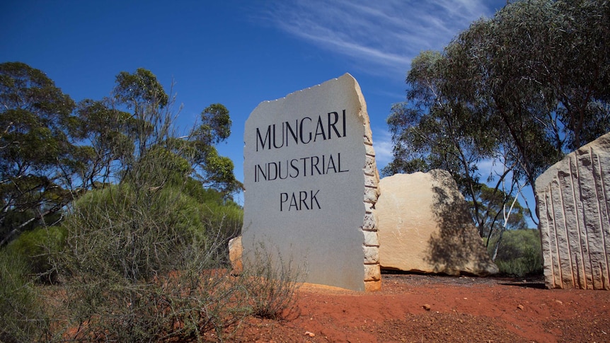 The entrance to the Mungari industrial estate between Kalgoorlie-Boulder and Coolgardie.