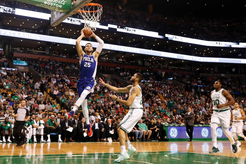 Ben Simmons dunks in NBA preseason