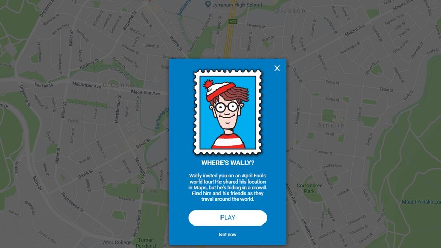 Google Maps April Fools joke for 2018. An interactive Where's Wally game