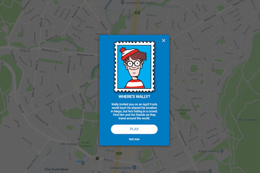 Google Maps April Fools joke for 2018. An interactive Where's Wally game