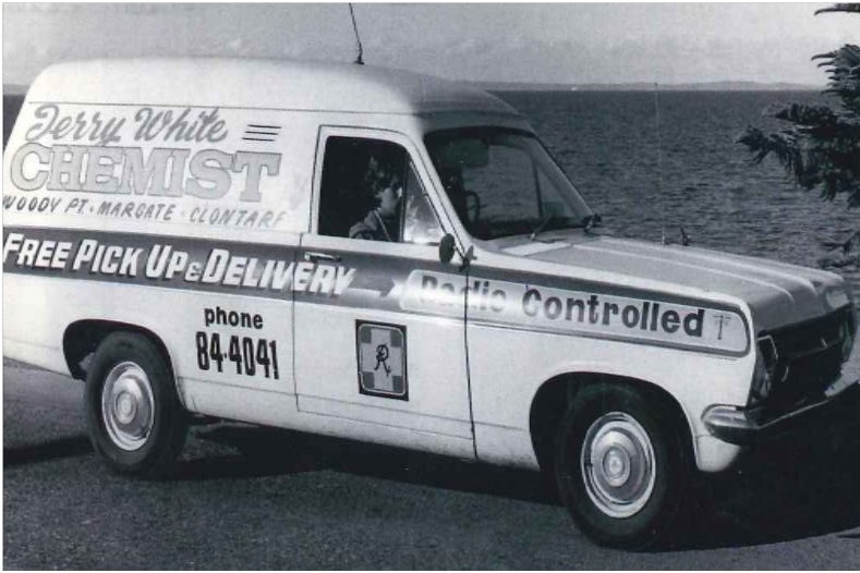 An old van in black and white