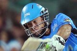 Tim Ludeman of the Adelaide Strikers plays a shot during the Big Bash League match between the Adelaide Strikers and Melbourne Stars at Adelaide Oval