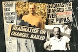 newspaper clippings surrounding old photographs of a man