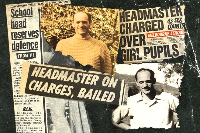 newspaper clippings surrounding old photographs of a man