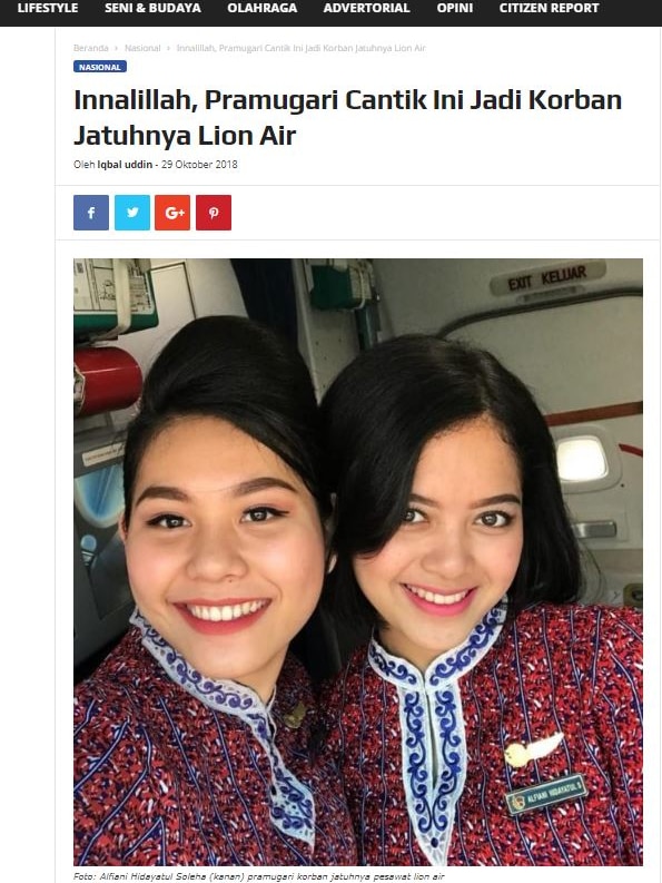 Photo of headline on online media in Indonesian language