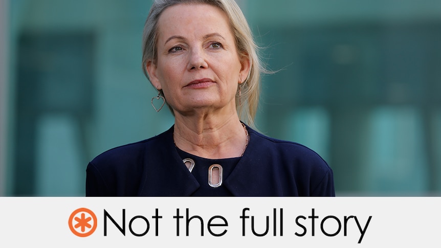 medium tight shot of sussan ley wearing black against a blurred background. VERDICT: Not the full story