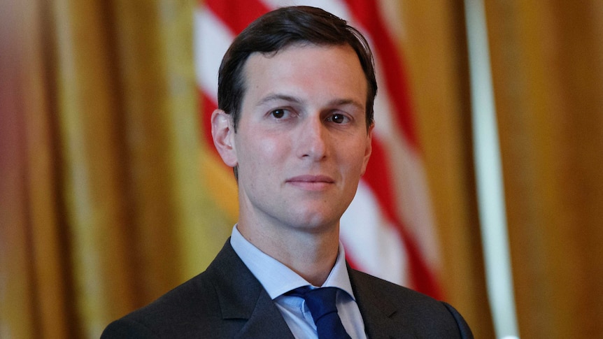 Jared Kushner listens and smiles slightly during the "American Leadership in Emerging Technology" event.