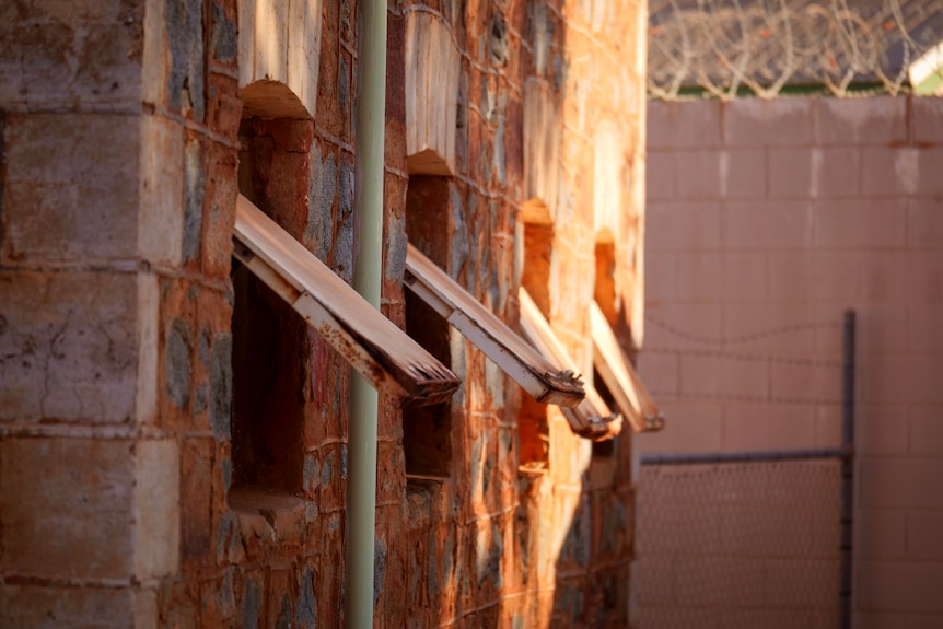 The cell windows at the old police lock up in Roebourne.