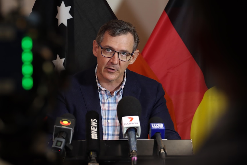 NT Chief Minister Michael Gunner at a press conference in Darwin. 