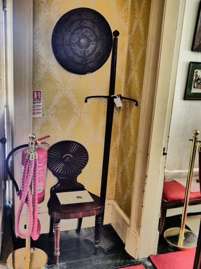 A claymore sword, which dates back to the 17th century, at a museum on the Isle of Canna in Scotland.