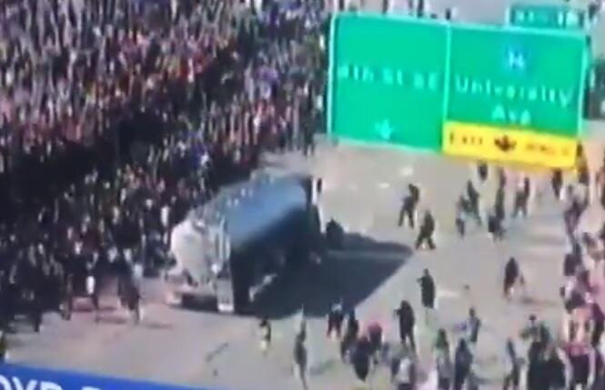 George Floyd protesters uninjured after truck drives at crowd on ...