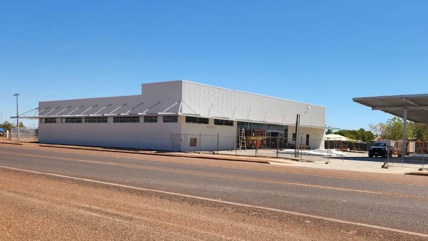 A large cement block building