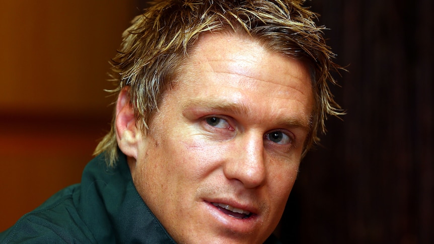 Home away from home ... Jean de Villiers speaks to the media in Perth