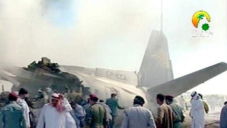 The plane crashed in an uninhabited area near Sharjah.