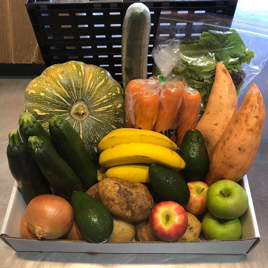 A box of fresh fruit and vegetables