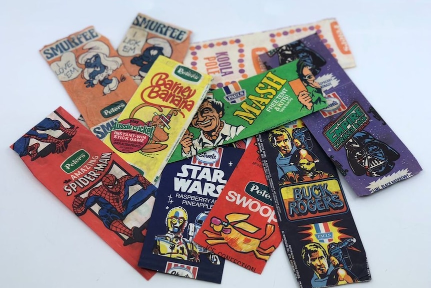A collection of vintage ice cream wrappers