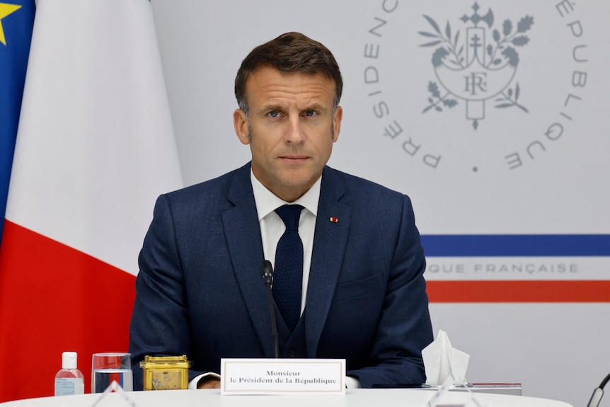 Emmanuel Macron chairs a security and defence council meeting.