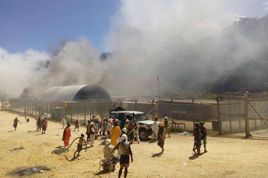 Landowners set fire to equipment