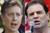Profile photographs of Sally McManus and John Setka laid side-by-side.