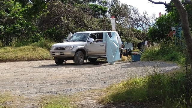 Someone camping at the beach in Byron Bay.