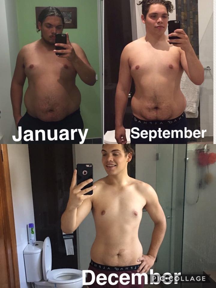 Collage of images showing Koolyn Briggs' weight loss. 