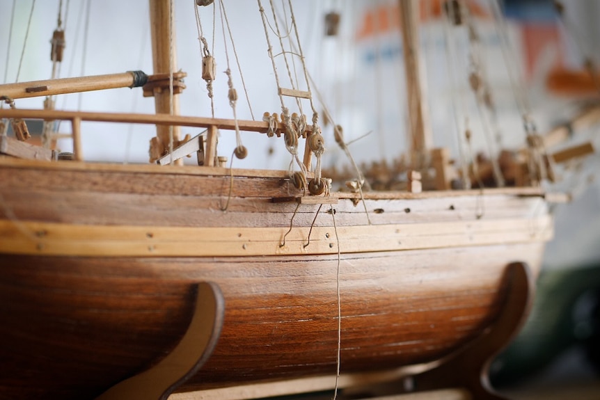 A model of a wooden ship