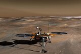 The Phoenix Mars Lander sits on the surface of Mars in an artist's concept from NASA