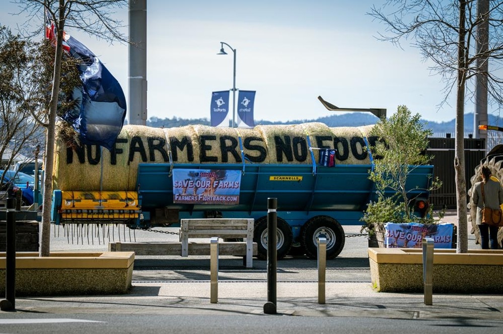 Tasmanian farmers join in a protest rally at State Parliament