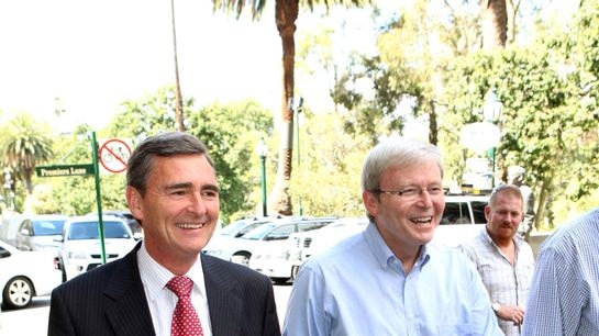 John Brumby and Kevin Rudd before health talks