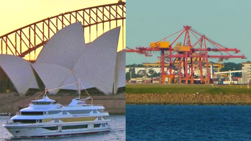 Harbour bridge and Opera House and Port Botany