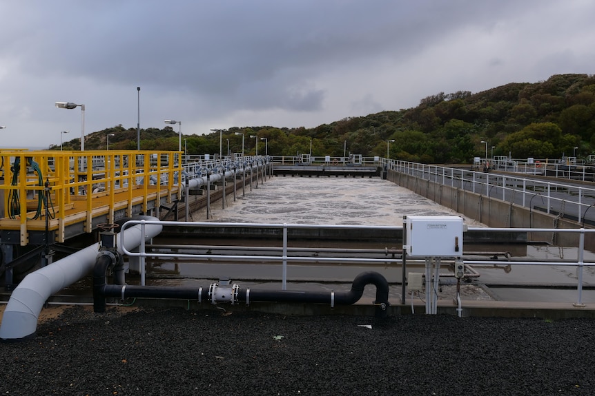 a close-up of a water treatment plant